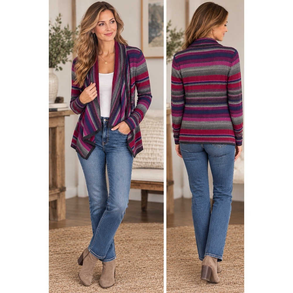 Lauren Ralph Lauren NWT Southwestern Striped Open Cardigan XS Petite